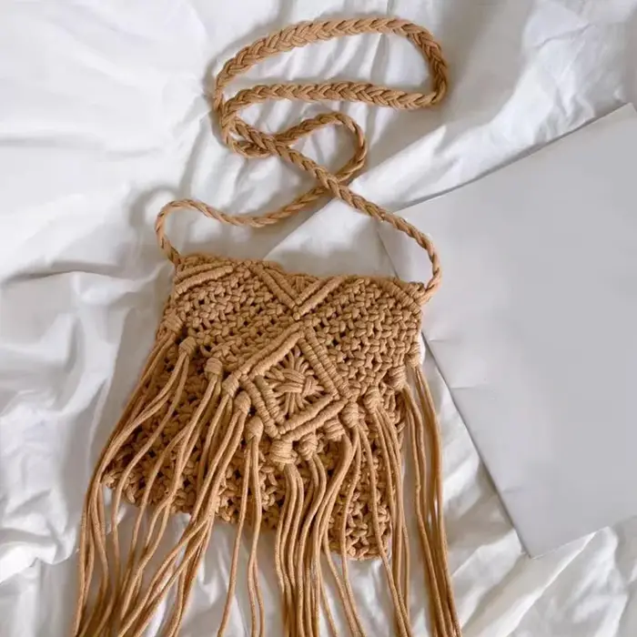 Nouveau décontracté à la main Crochet tresse sac à franges femmes gland tricoté sac à main femme pla
