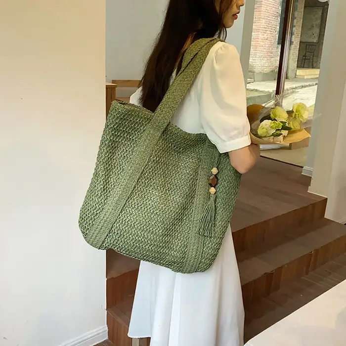 Sac à main en paille tissé pour femmes