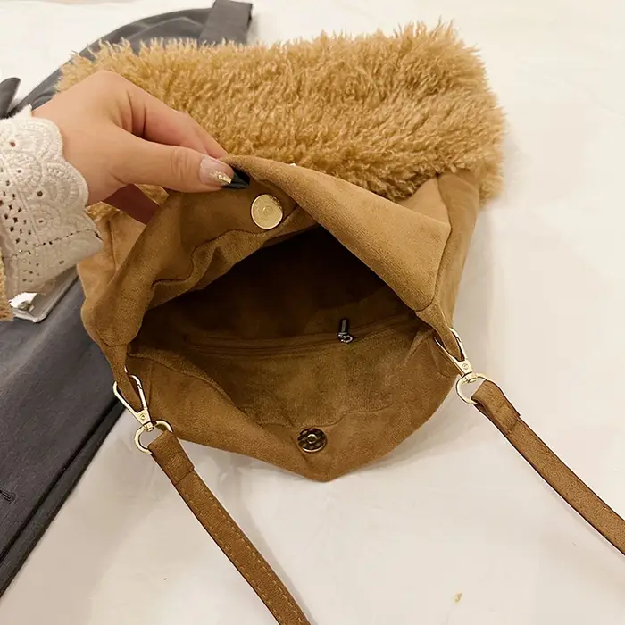 ChimBrand-Sac messager en cuir suédé pour femme