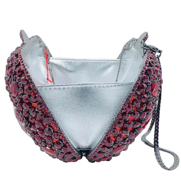 Boutique de FGG Pochette en strass bordeaux pour femme