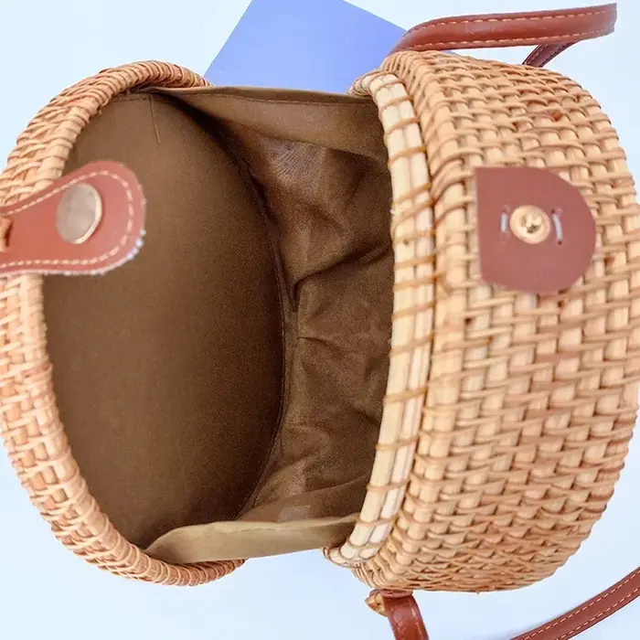 Carré rond Mulit Style sac de paille sacs à main femmes été rotin sac