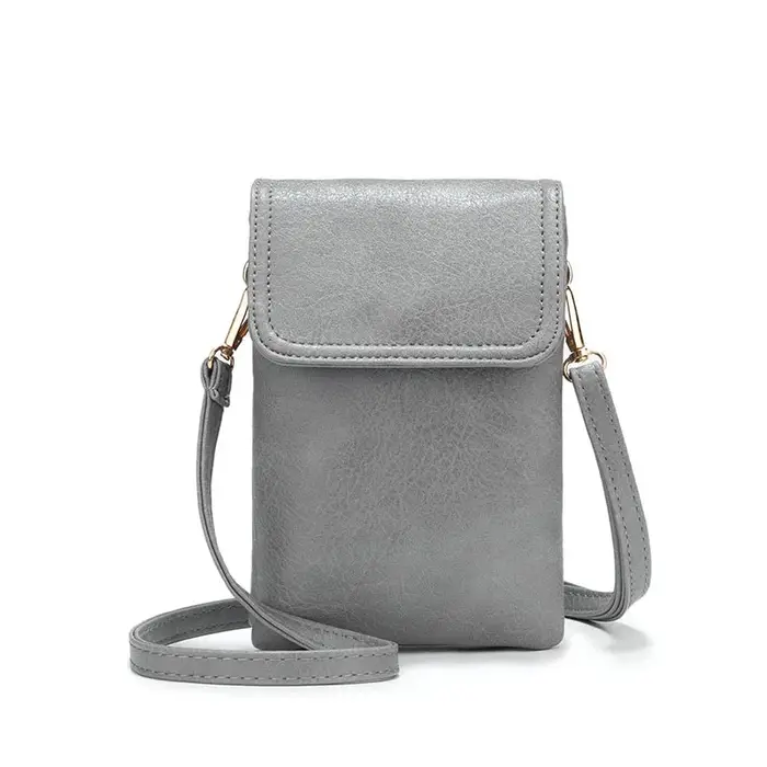 Pochette de téléphone portable en cuir véritable avec bandoulière pour hommes et femmes