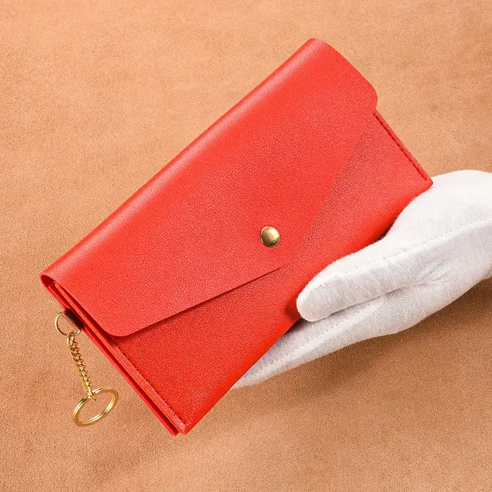 Portefeuille en cuir souple pour femmes, Long portefeuille, pochette pour téléphone portable, porte-carte de crédit, porte-monnaie avec porte-clés