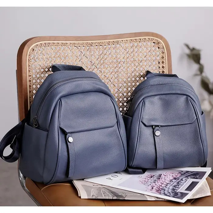 Sac à dos portable en cuir véritable pour adolescente