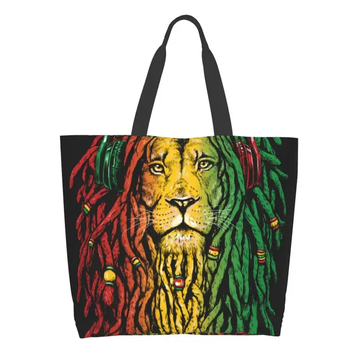 Rasta Lion2 Sac fourre-tout grande capacité pour femme, sac d'épicerie pour femme, initié, neuf