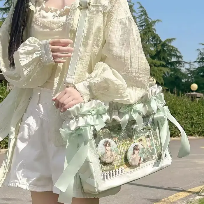 JIAERDI doux mignon arc froncé sac fourre-tout femmes grande capacité Anime Badge Ita sac dames multifonctionnel 13.3 14 pouces sacs pour ordinateur portable