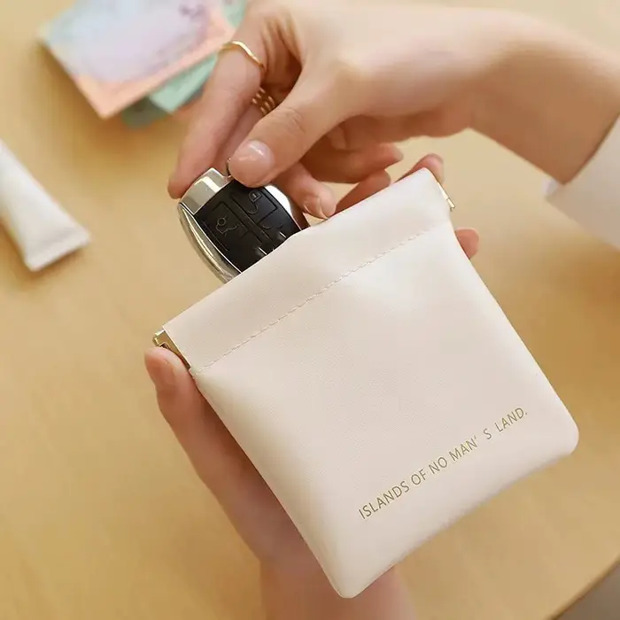 Mini sac de rangement de maquillage Simple en cuir PU pour femmes