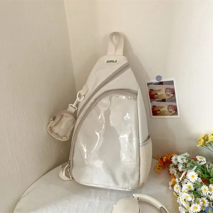 Sac à bandoulière Transparent à fermeture éclair pour femmes, sac de voyage décontracté Vintage asso