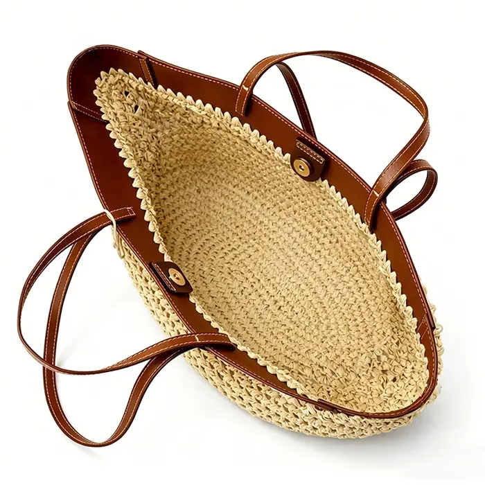 Sac de plage en raphia tressé pour femme