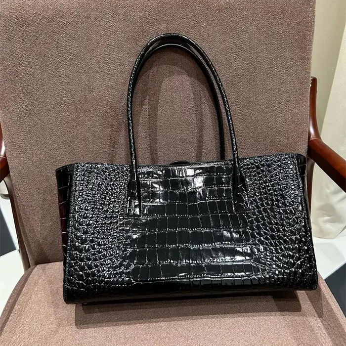 Sac en cuir imprimé crocodile de luxe