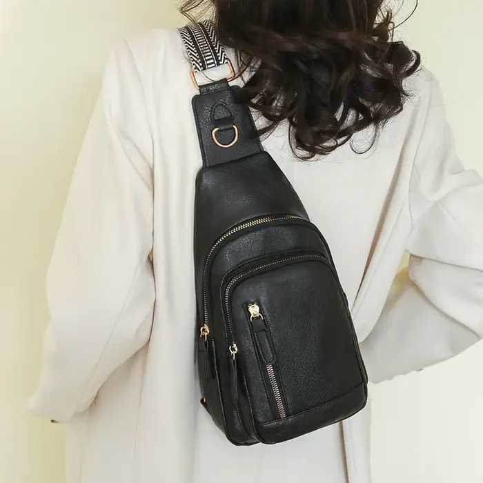 Sac de poitrine en cuir PU souple pour femme, sac à main multicouche, sac à main fourre-tout pour fe