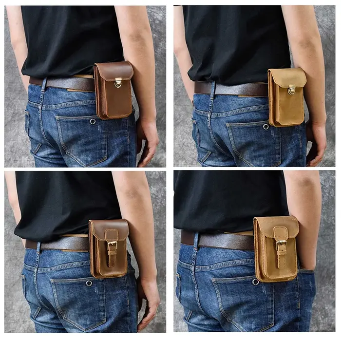 Luufan – sac de taille en cuir véritable pour hommes