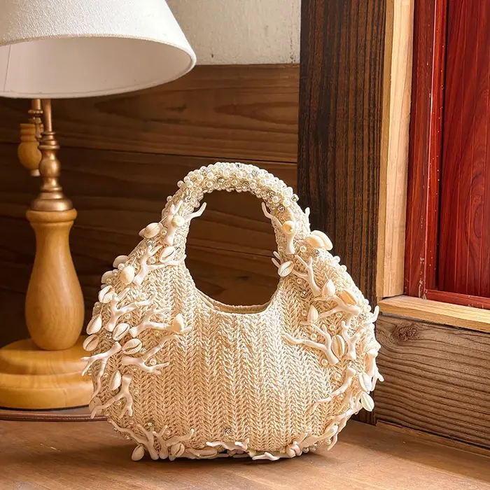 Sac à bandoulière de luxe en coquillage et corail