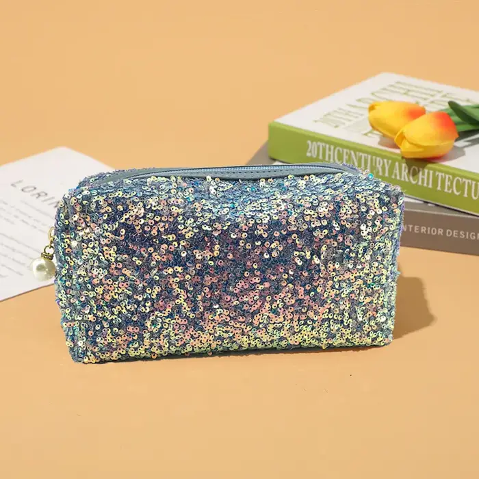 Mode paresseux maquillage pochette à fermeture éclair sacs à main paillettes haute capacité sac de m