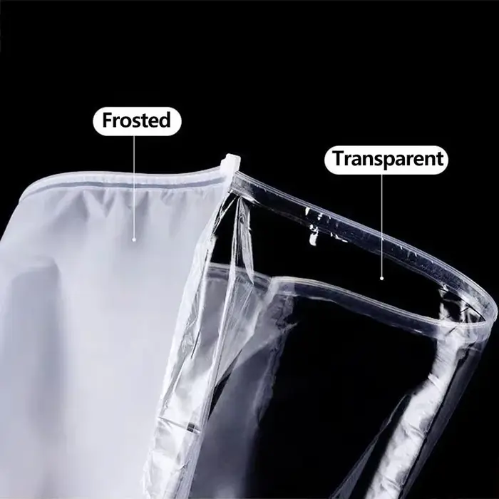 Sacs transparents givrés à fermeture éclair, pochette de rangement auto-scellée en PE pour vêtements