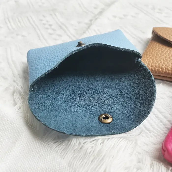 Mini porte-monnaie en cuir véritable avec nom personnalisé