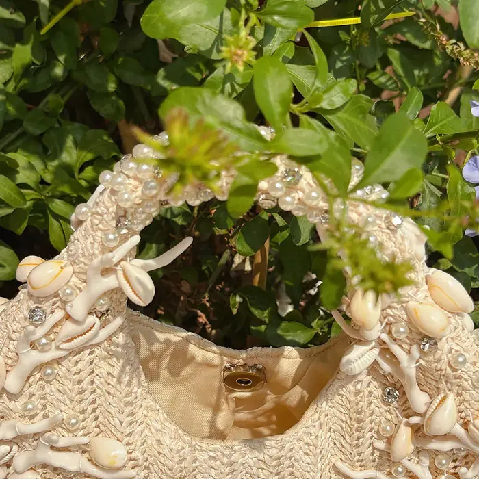 Sac à bandoulière de luxe en coquillage et corail