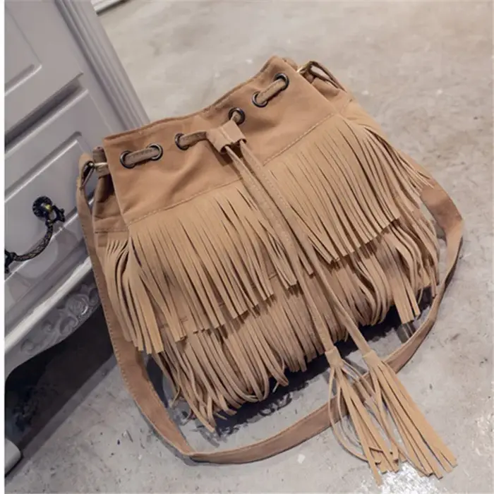 Sac à main rétro à franges en faux daim pour femme