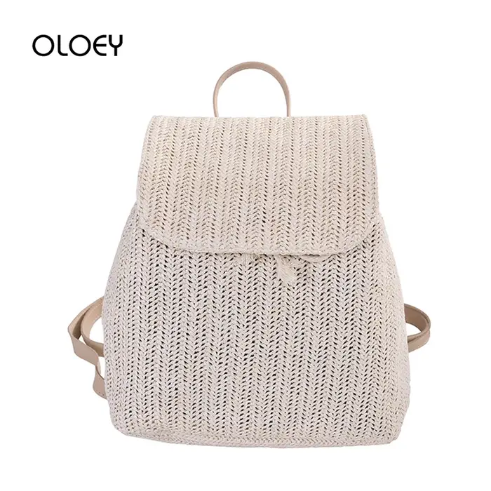 Sac à dos tissé en paille pour femmes