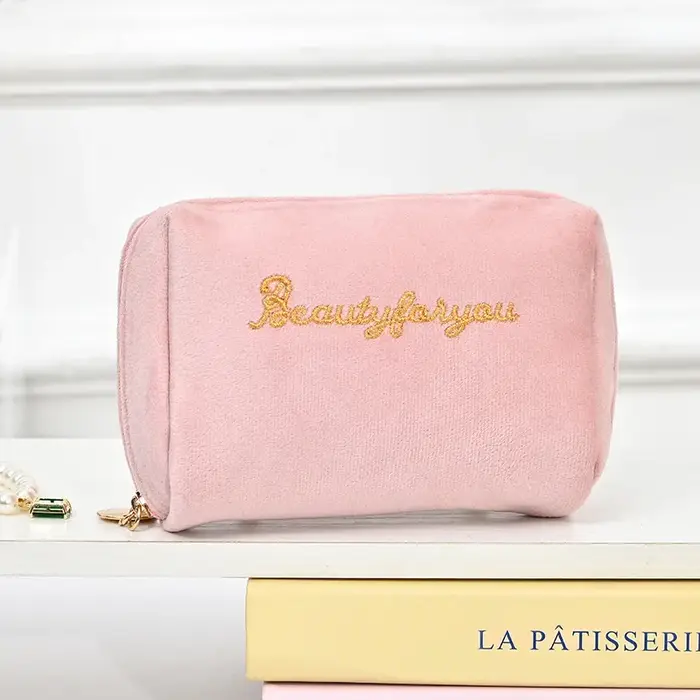 Sac de maquillage en velours pour femmes