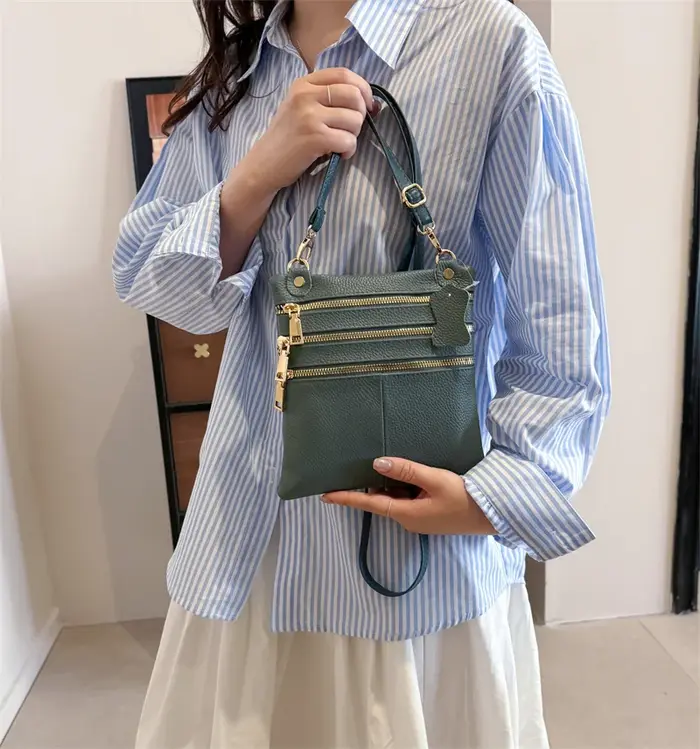 Sac à bandoulière de luxe en cuir véritable pour femmes