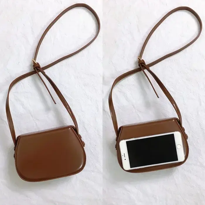 Sac messager en cuir PU brillant pour femmes