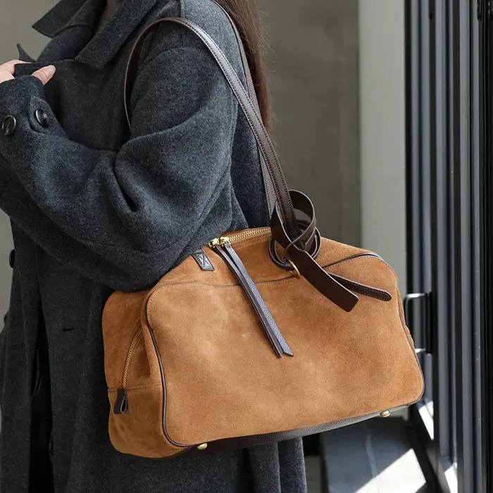 Sac fourre-tout en cuir véritable de vache pour femmes, fourre-tout en daim, sacs à main en cuir de