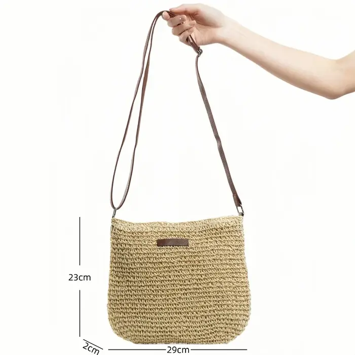 Sac bandoulière tressé en paille pour femme