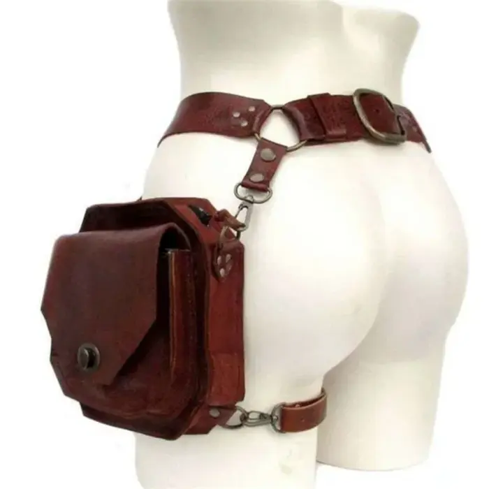 Sac de taille carré Punk rétro en PU pour femmes