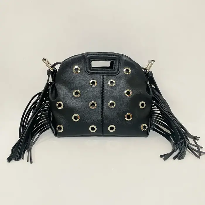 Petit sac à bandoulière rétro noir pour femmes