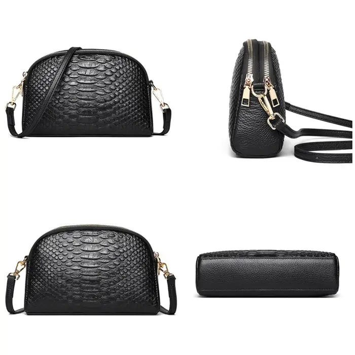 Sac à bandoulière en cuir véritable motif Crocodile pour femmes