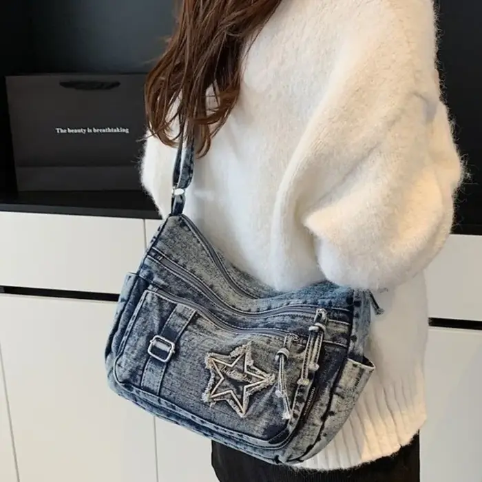 Sac à bandoulière en jean durable avec sangle réglable