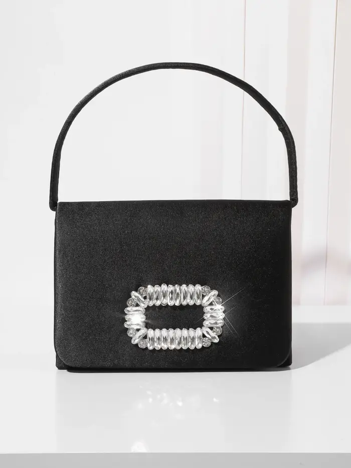 Nouveau sac de soirée en imitation soie, élégant et haut de gamme, petit sac carré avec strass en ve