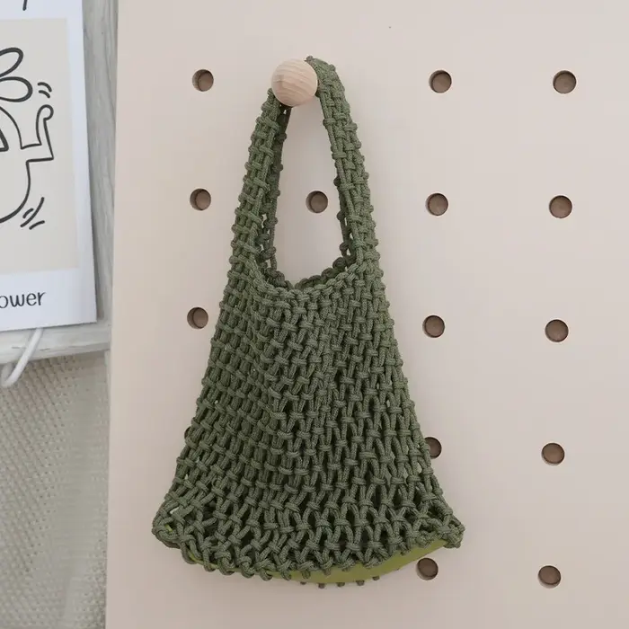 Sac fourre-tout en macramé ajouré style bohème