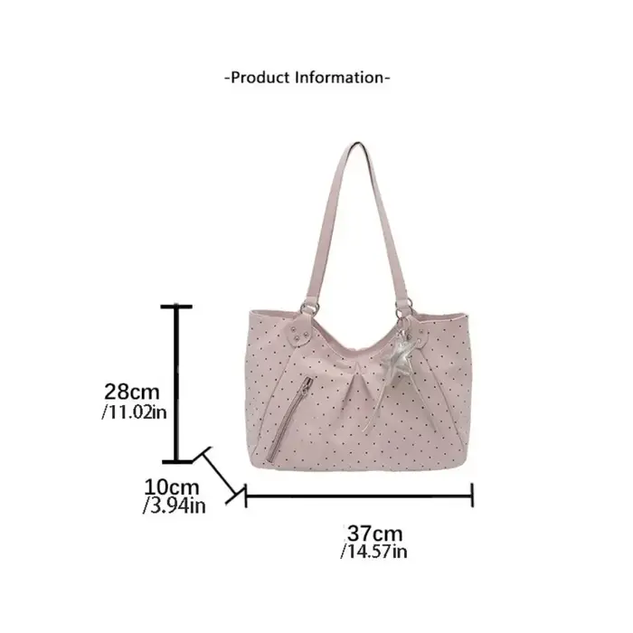 Sac fourre-tout coréen à pois rétro mignon avec fermeture éclair, grande capacité, décontracté, pour le quotidien, nouveau modèle tendance pour femmes, idéal pour le shopping et le travail
