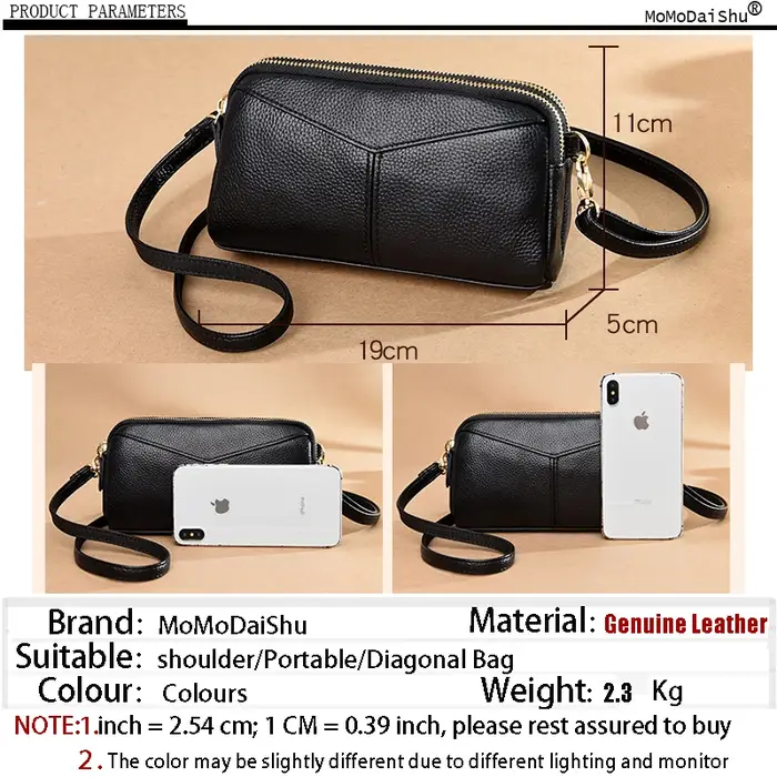Petit Sac à bandoulière Main 100% cuir véritable pour femmes