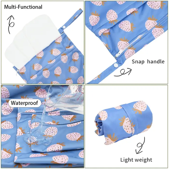 ALVABABY 3 pièces sac sec et humide pour couches portables imperméable réutilisable avec poche zippée