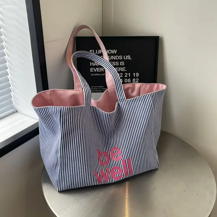 Sac à bandoulière décontracté à grandes rayures pour femmes, fourre-tout de banlieue à la mode, sac