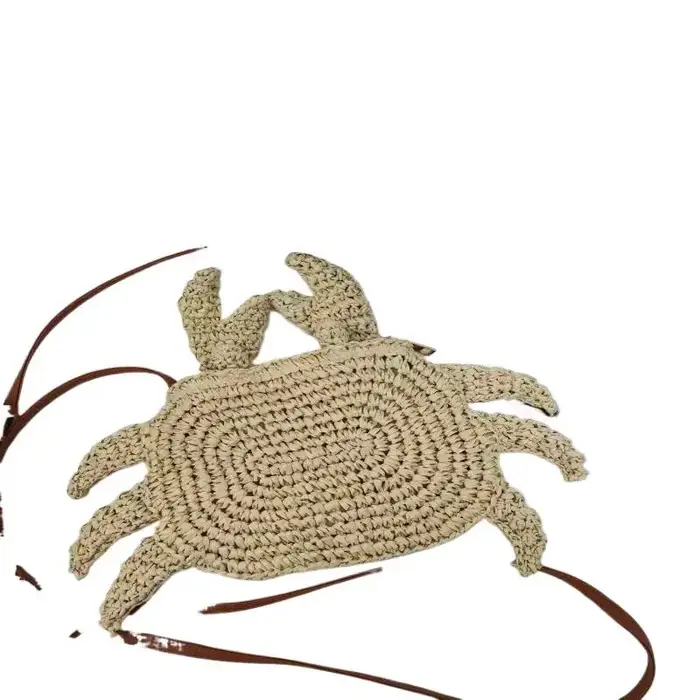 Sac à bandoulière en paille tressée au crochet