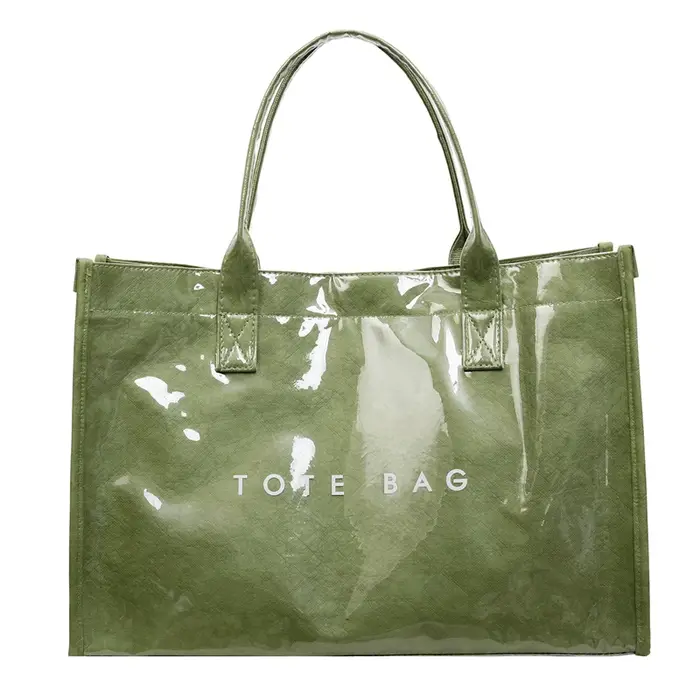 Nouveau Sac Fourre-tout Transparent en PVC Imperméable pour Femme 2026 – Style Papier Kraft Durable