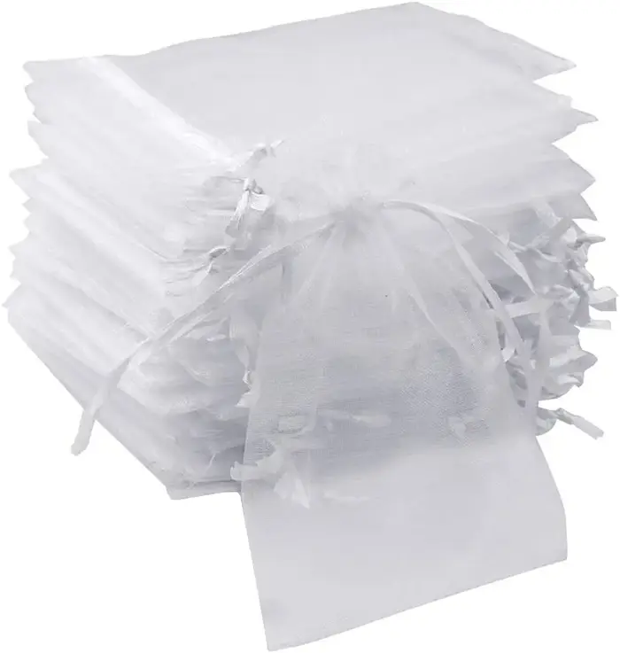 100 sacs en organza - Couleurs assorties 9x7cm (3.54''x 2.75'') - Pochette