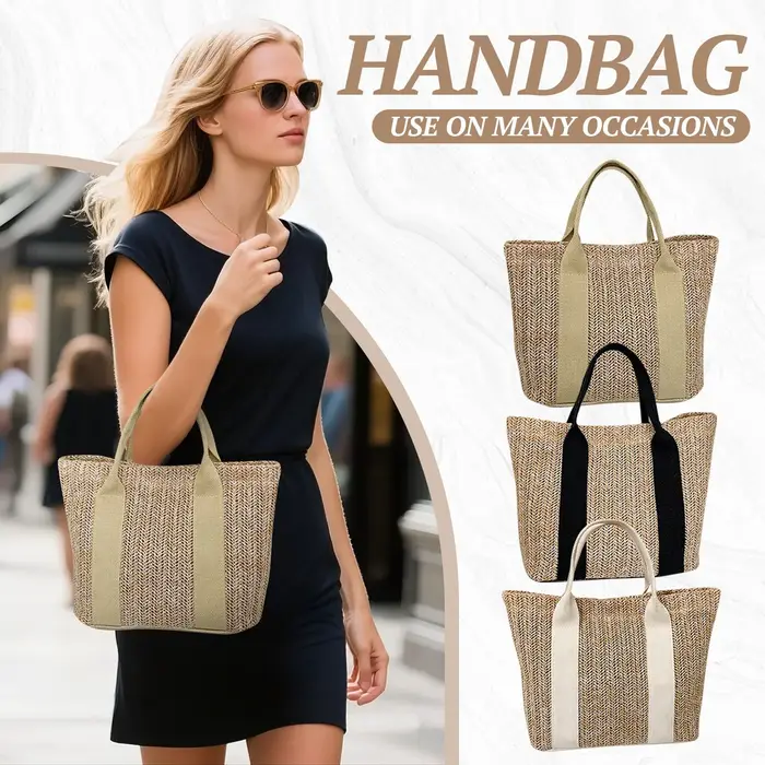 Sac fourre-tout en paille tendance pour femmes
