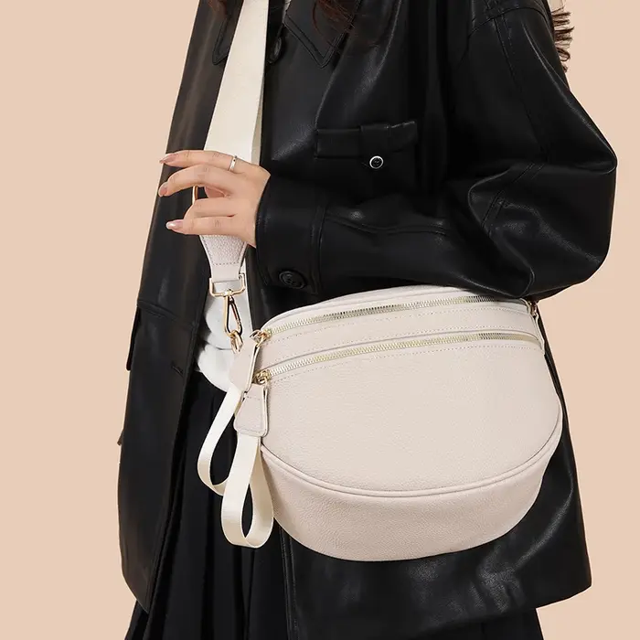 Sac pour femmes en cuir véritable nouveau 2025 Ele peau de vache souple décontracté mode Semi-circulaire large sangle d'épaule sacs à bandoulière Sac a Main