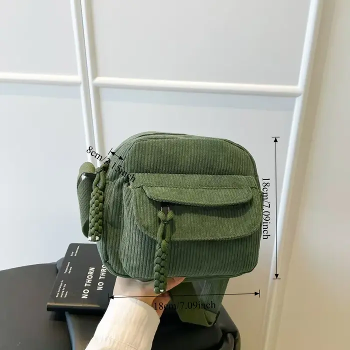 Sac à bandoulière en velours côtelé pour femmes
