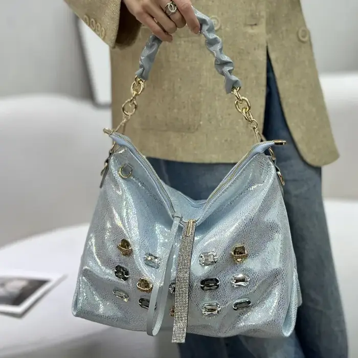 Sac à motif perlé et scintillant tendance - Nouveau style de sac à bandoulière grande capacité pour femme - Sac