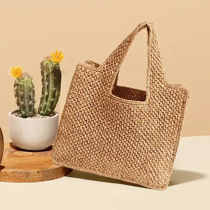 Sac à main en raphia tressé décontracté pour femme