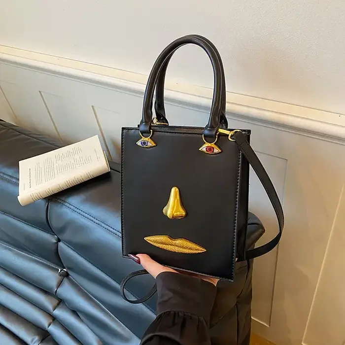 Sac à langer vintage de créateur, élégant style parisien, sac fourre-tout chic, couleur unie, sac ba