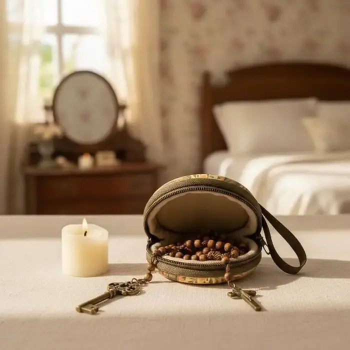 Pochette à fermeture éclair pour chapelet