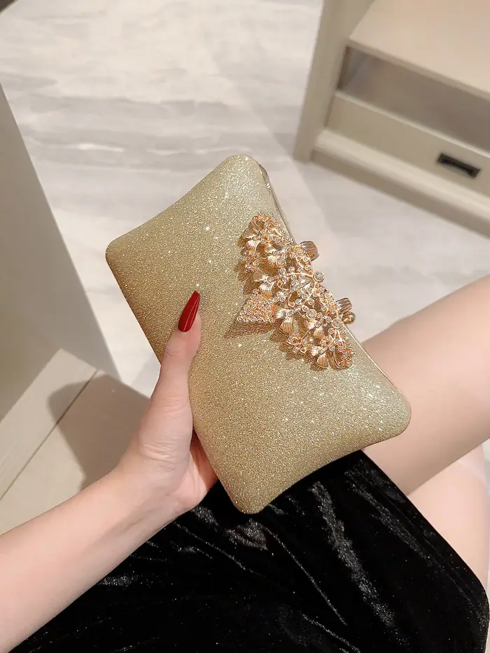 Pochette chaîne en métal doré diamants paillettes sacs de soirée brillant décontracté