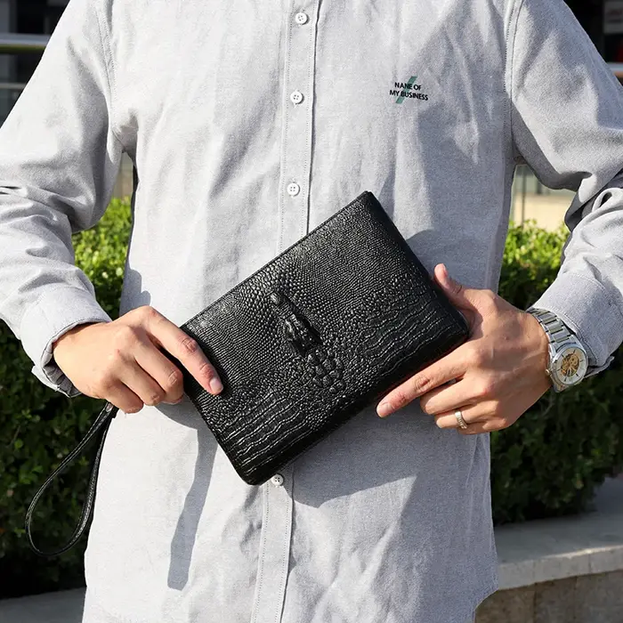 Pochette de jour en cuir PU souple pour homme
